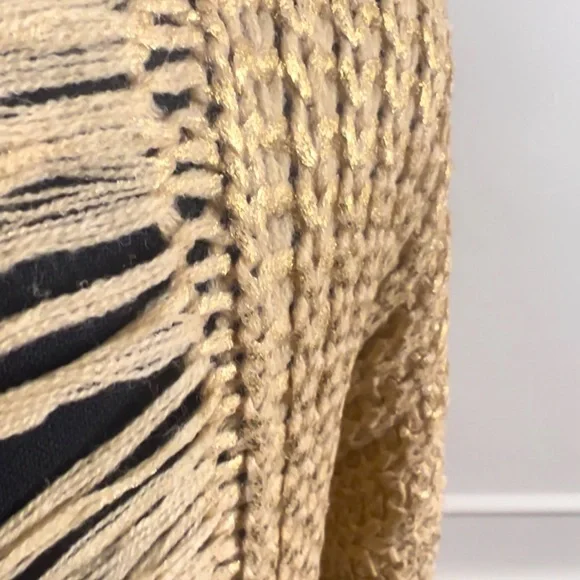 NWOT FRINGE Back Sweater Dress. Yellow/Gold Metallic S/M - Picture 8 of 9